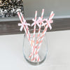 Pink Bow Party Paper Straws Stirrers – Ballet Girly Birthday Decorations, Bachelorette and Sweet Theme Decor