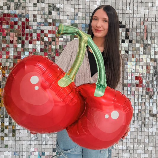 Cherry Foil Balloon - She's the cherry on top - Sweet One Fruit-Themed Parties, Cherry Birthday Picnic Decor Summer Celebrations - Cherries