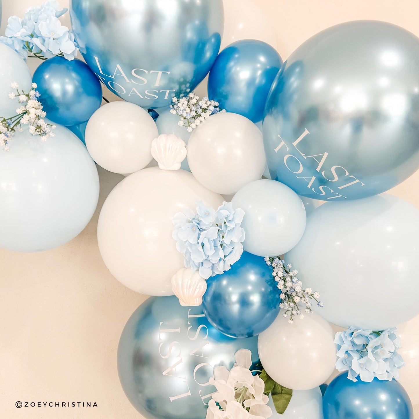 Last Toast Balloon – Blue Chrome or Confetti Clear | Bachelorette Party Balloon | Beachy Bach Decor | Ocean-Themed Bridal Party Balloons
