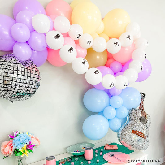 Bridal era Pastel Balloon Garland Kit with DIY Letter Beads, Friendship Bracelet Inspired Party Decor – Bachelorette, Bridal Shower Birthday