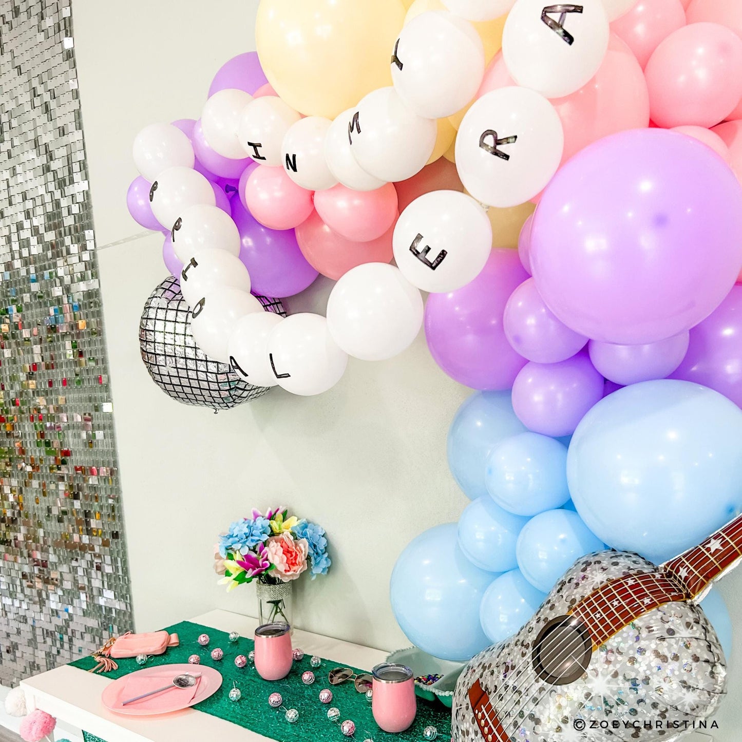 Bridal era Pastel Balloon Garland Kit with DIY Letter Beads, Friendship Bracelet Inspired Party Decor – Bachelorette, Bridal Shower Birthday