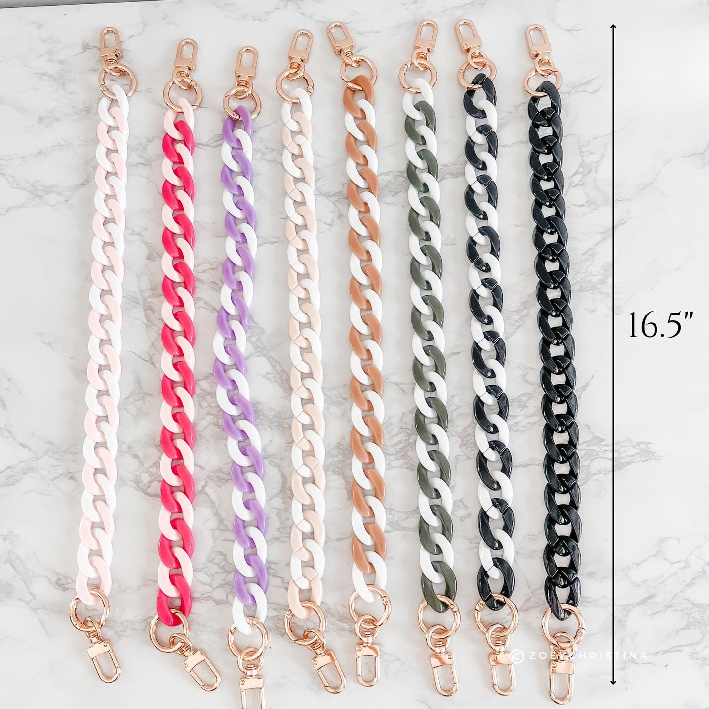Bag Chain Accessories – 16.5” Acrylic Purse Chains with Gold Clips | Add-On Charm for Totes, Backpacks, Crossbody Bags, & More