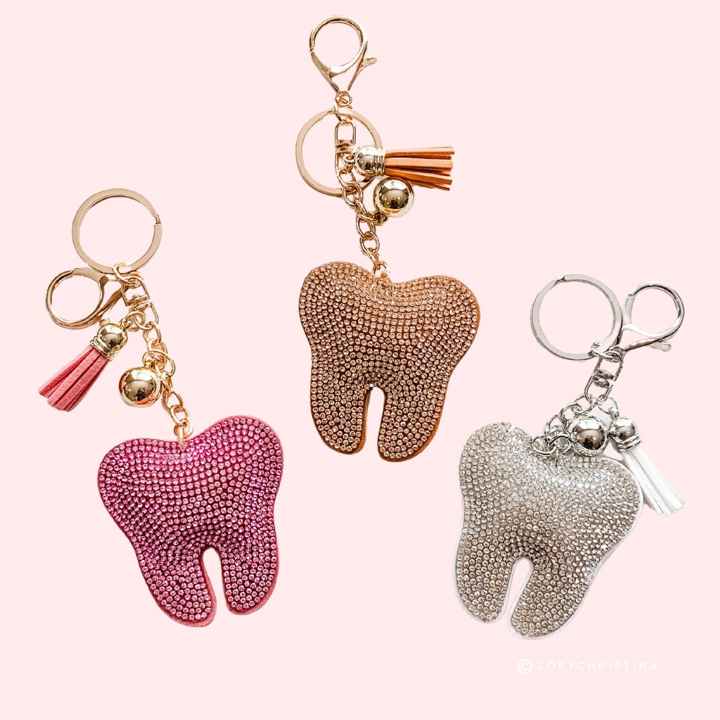 Sparkly Tooth Keychain – Dental-Inspired Sequin Charm for Dental Assistants, Hygienists & Tooth Lovers
