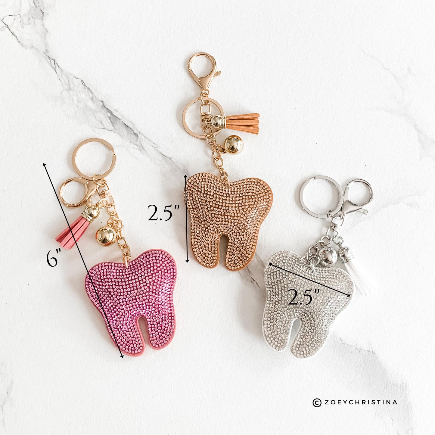Sparkly Tooth Keychain – Dental-Inspired Sequin Charm for Dental Assistants, Hygienists & Tooth Lovers