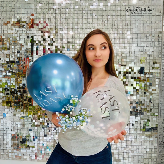 Last Toast Balloon – Blue Chrome or Confetti Clear | Bachelorette Party Balloon | Beachy Bach Decor | Ocean-Themed Bridal Party Balloons