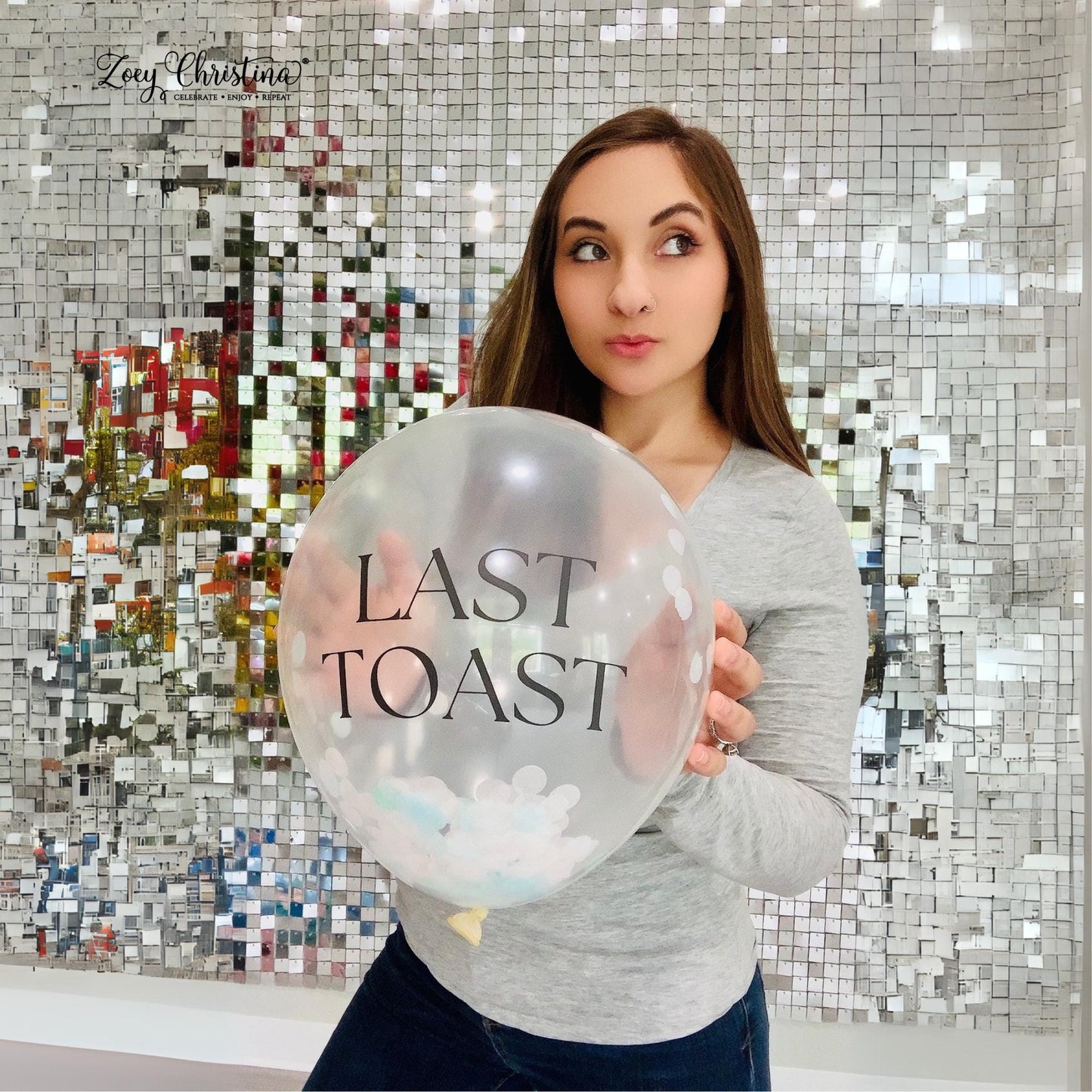 Last Toast Balloon – Blue Chrome or Confetti Clear | Bachelorette Party Balloon | Beachy Bach Decor | Ocean-Themed Bridal Party Balloons