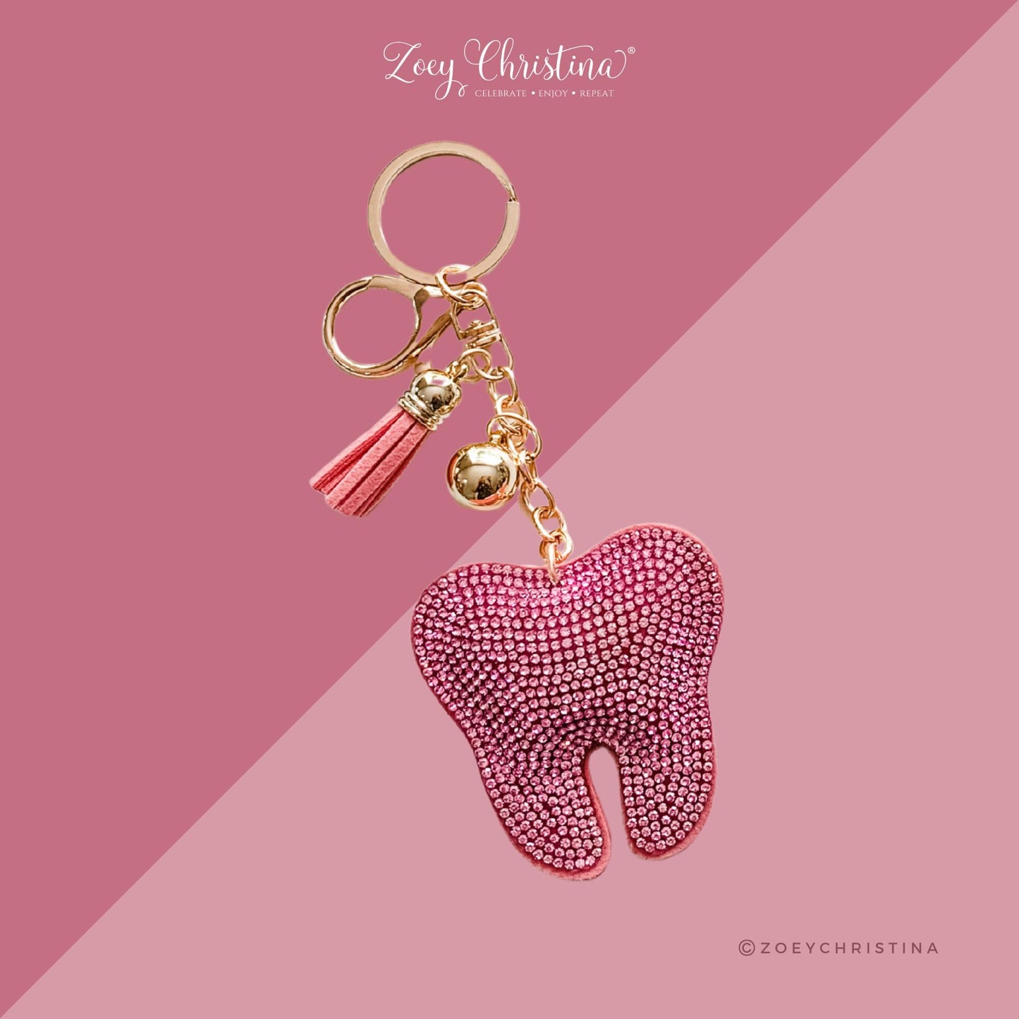 Sparkly Tooth Keychain – Dental-Inspired Sequin Charm for Dental Assistants, Hygienists & Tooth Lovers