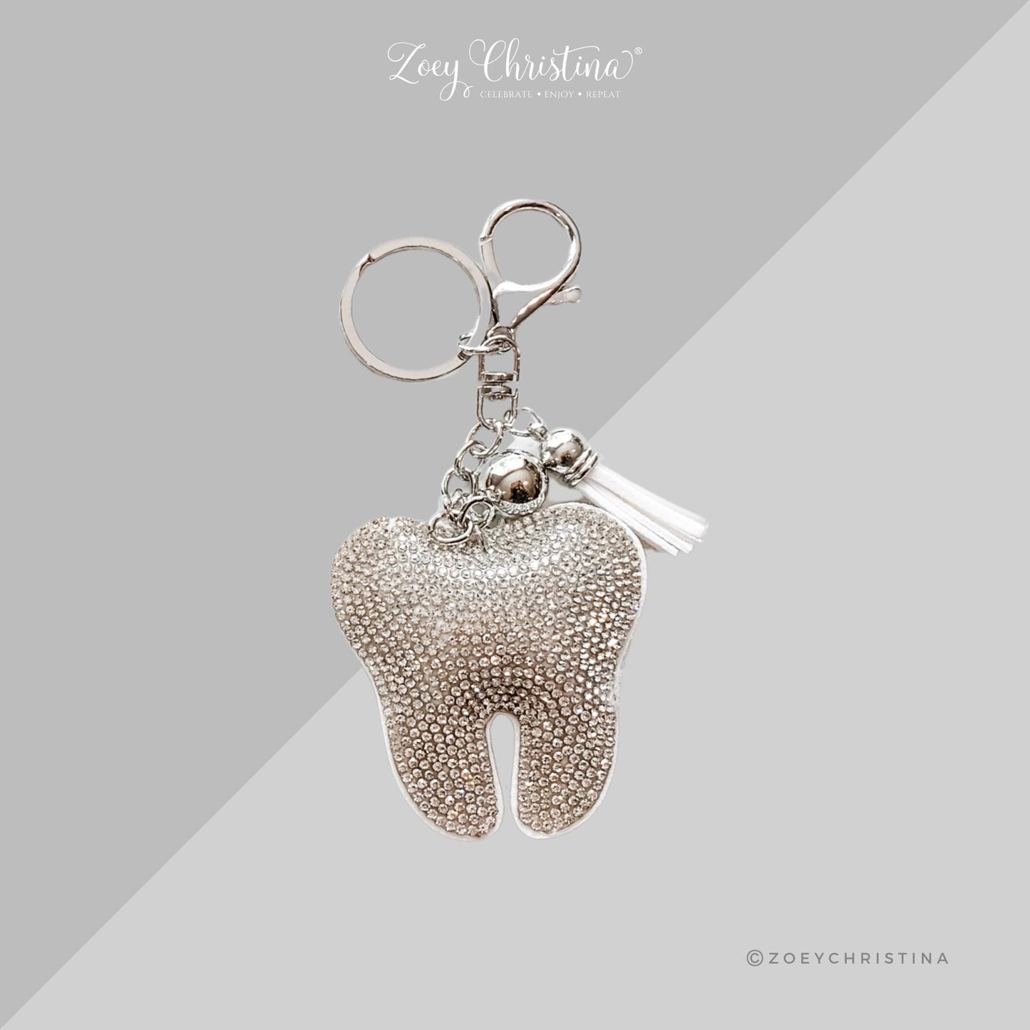 Sparkly Tooth Keychain – Dental-Inspired Sequin Charm for Dental Assistants, Hygienists & Tooth Lovers