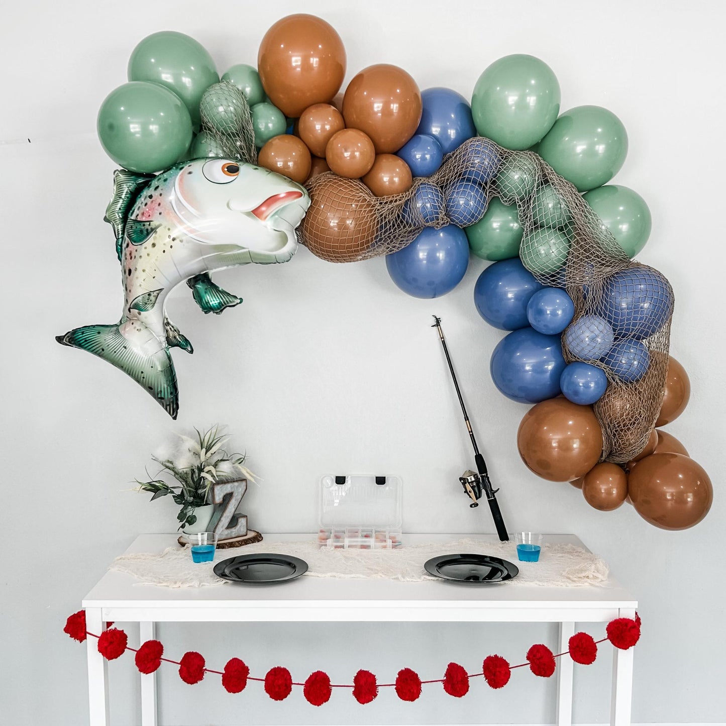 Fishing Balloon Garland Kit | Bachelor Bachelorette Party Decor | "He Took the Bait" | "O-Fish-Ally Taken" | Outdoorsy Theme