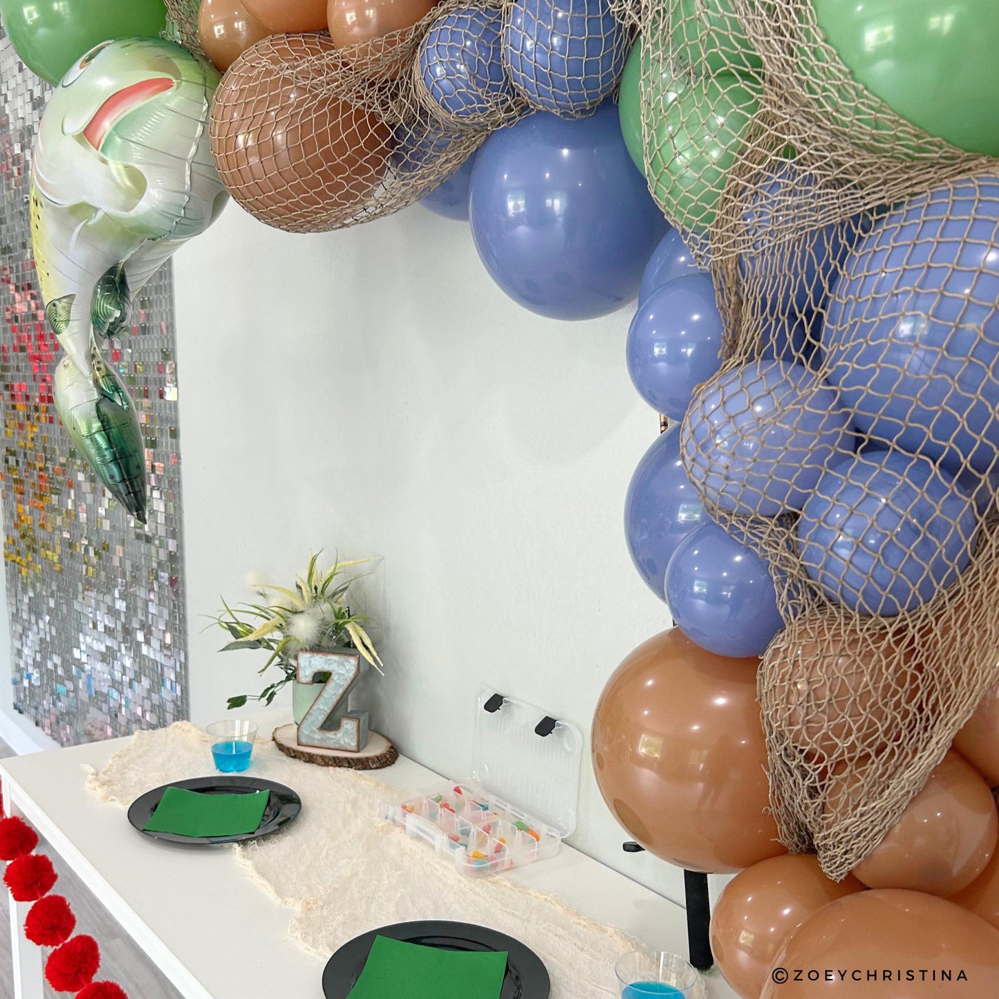 Fishing Balloon Garland Kit | Bachelor Bachelorette Party Decor | "He Took the Bait" | "O-Fish-Ally Taken" | Outdoorsy Theme