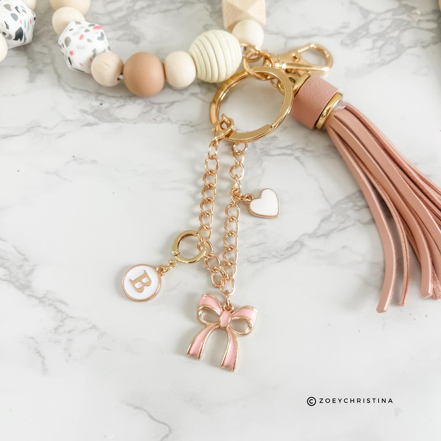 Gold Initial Charms for Keychains – Personalized Letter Add-On – White Enamel Initial Pendant – Custom Accessory for Gifts, Bags, Bracelets
