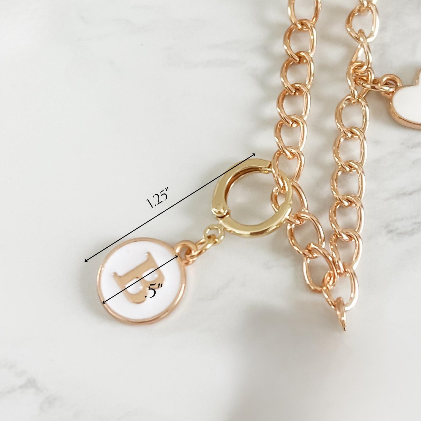 Gold Initial Charms for Keychains – Personalized Letter Add-On – White Enamel Initial Pendant – Custom Accessory for Gifts, Bags, Bracelets