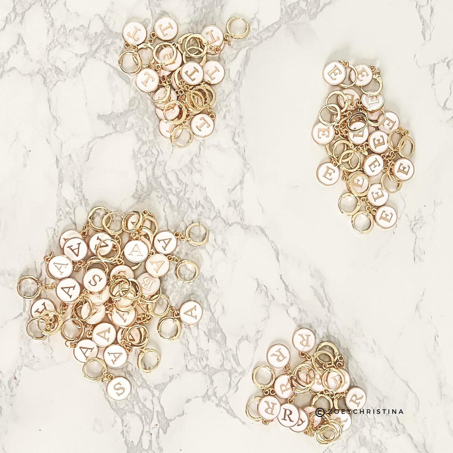 Gold Initial Charms for Keychains – Personalized Letter Add-On – White Enamel Initial Pendant – Custom Accessory for Gifts, Bags, Bracelets