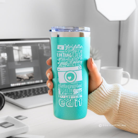 Photographer Travel Coffee Tumbler – Editing Coffee Cup, Gift for photography
