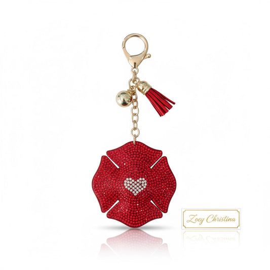 Fire Wife Badge Keychain: Firefighter Maltese Bag charm gift