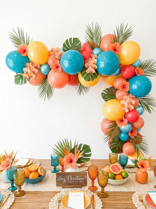 Tropical Balloon Garland Kit: Colorful Luau Party Decor • Pool Bachelorette Balloons