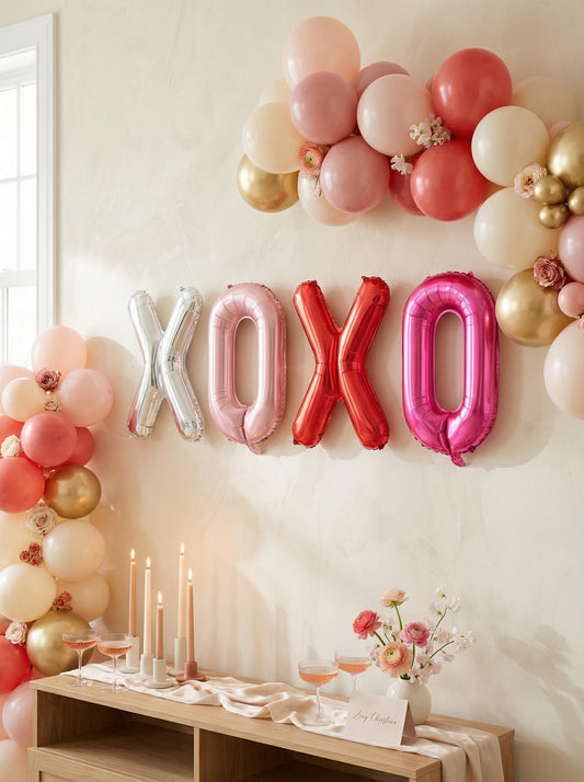 XOXO Foil Letter Balloons: Valentine Balloon Letters | Bachelorette & Bridal Shower Decor