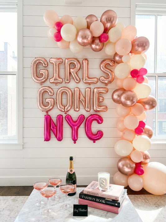 New York Bachelorette Foil Balloon Letters: NYC Girls Trip Decorations