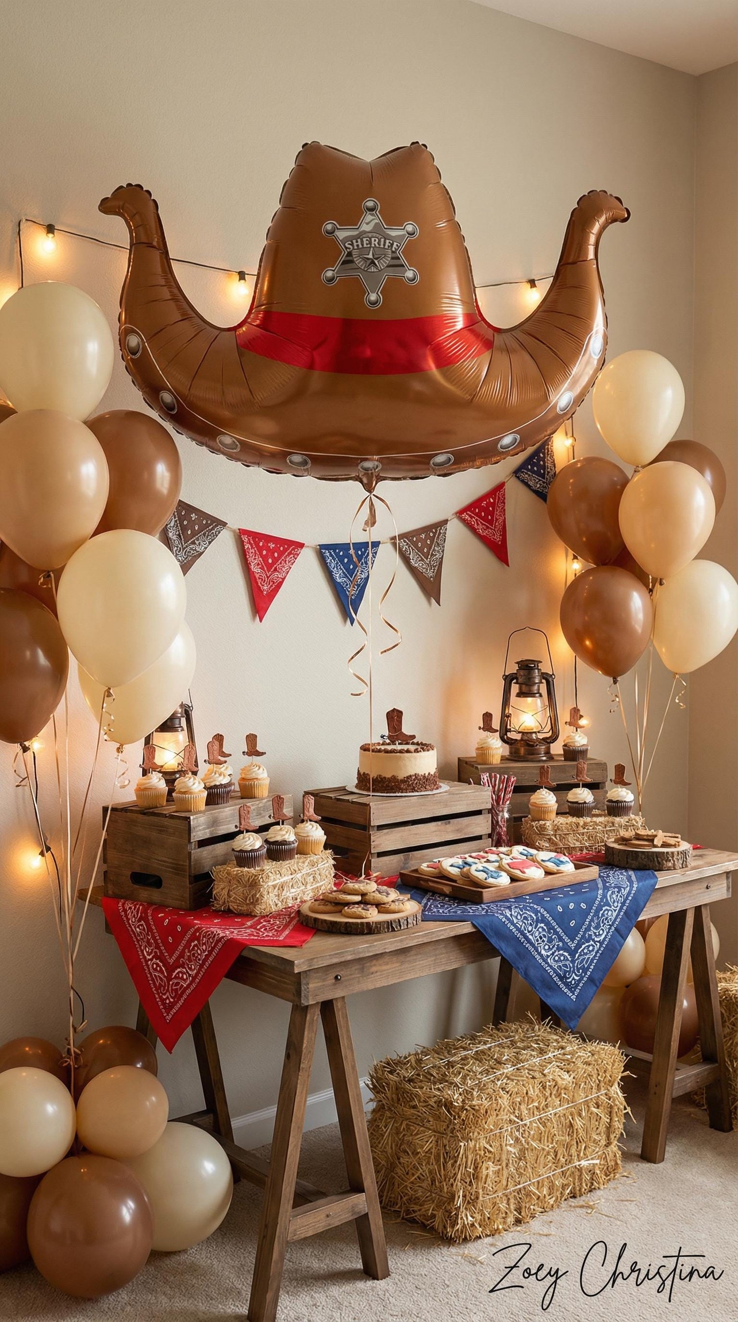 Cowboy Hat Foil Balloon: Western Party Decor, Sheriff Star Balloon