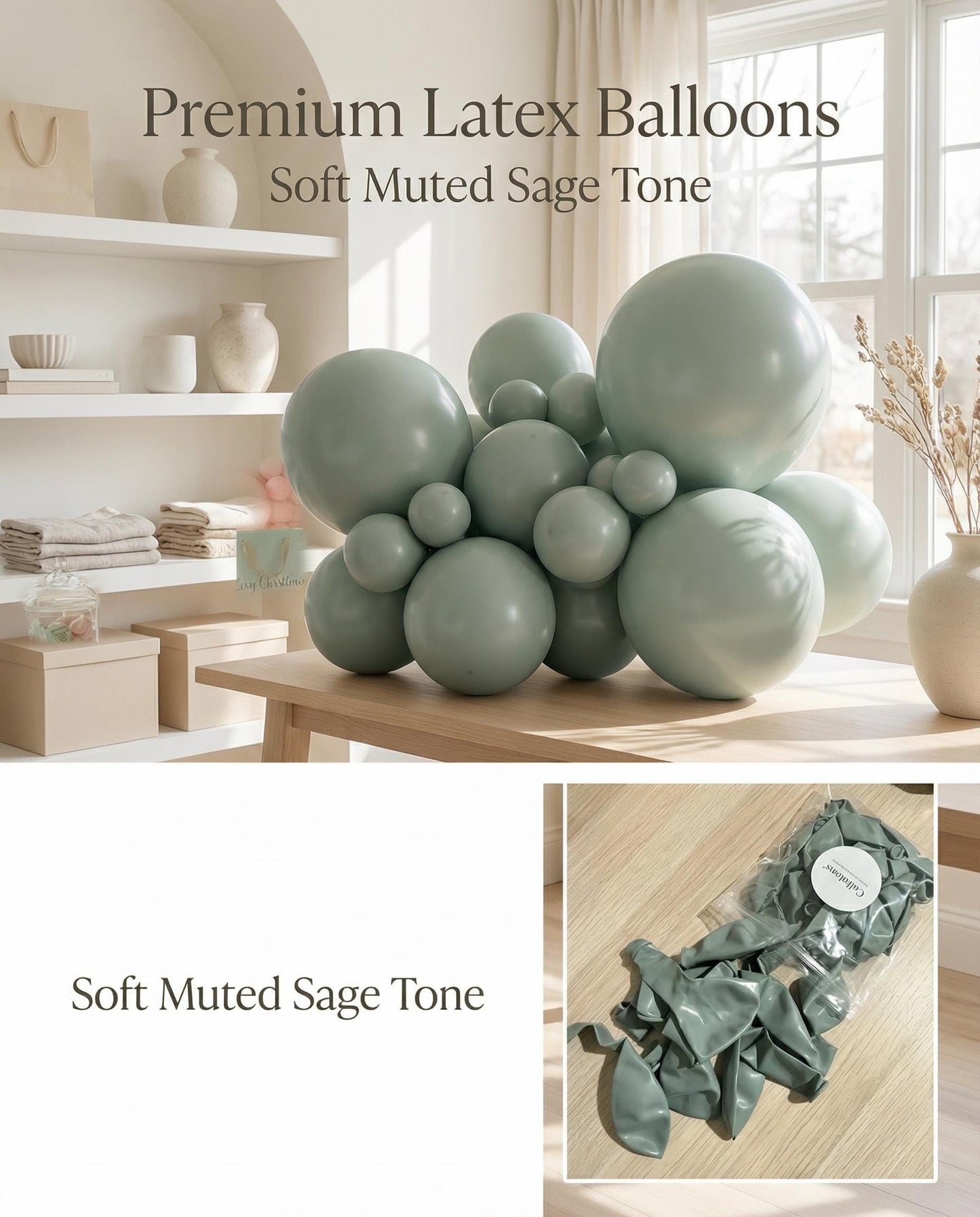 Sage Green Balloons: Dusk Balloon Pack, Boho Balloon Garland Kit, Sage Wedding Balloons