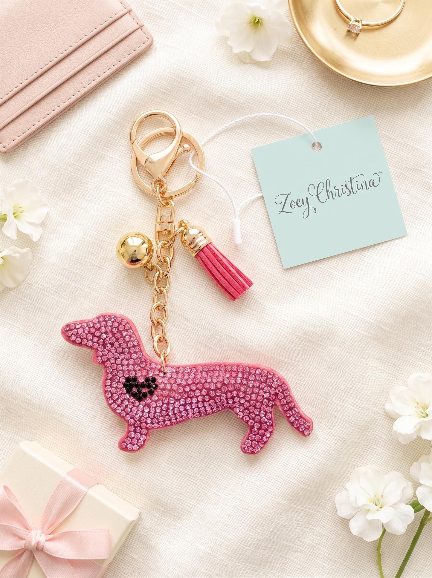 Dachshund Keychain: Doxie Mom Gift, Sparkly Sausage Dog Bag Charm