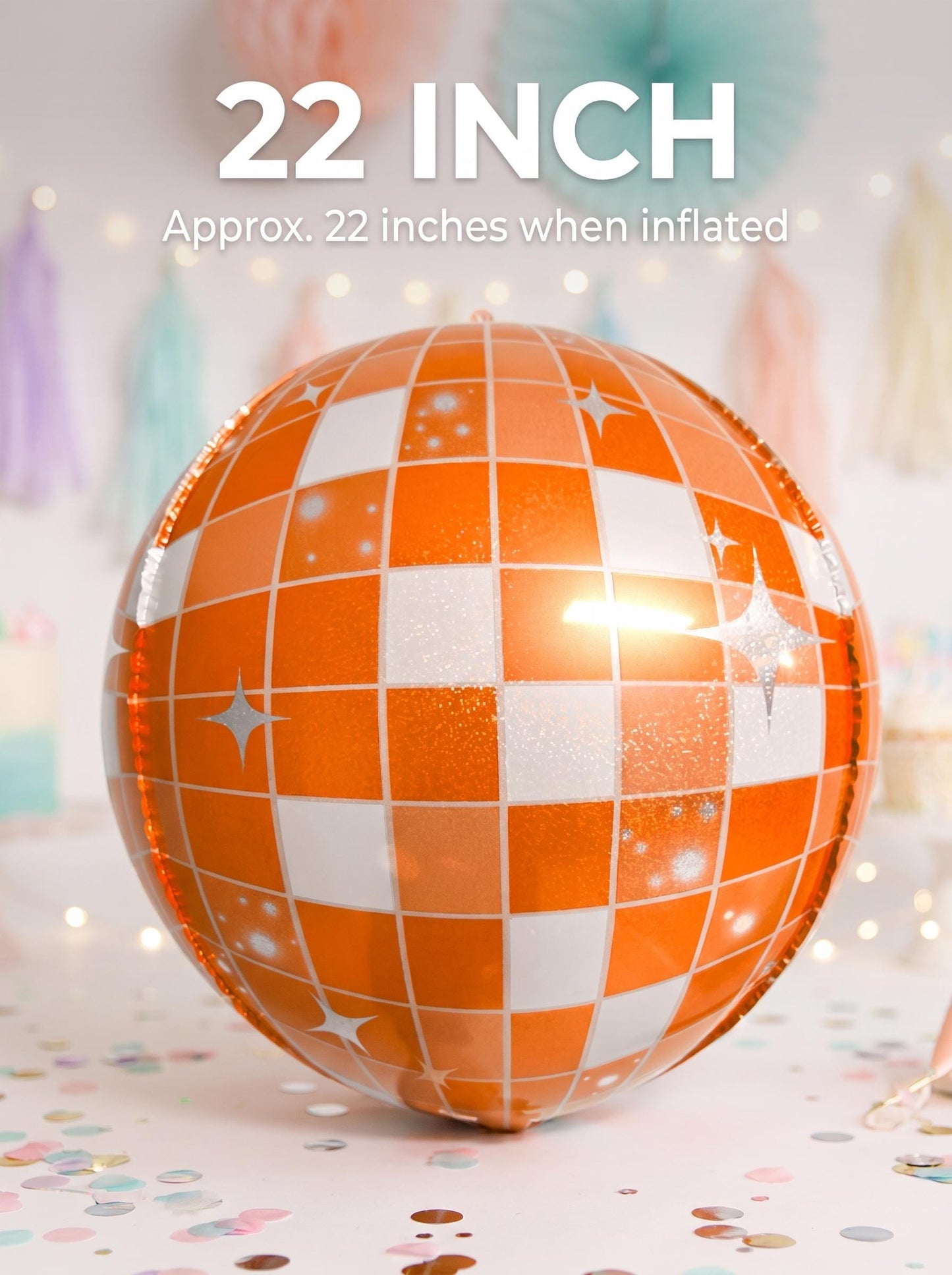 Pink or Orange Disco Ball Foil Balloon, New Year’s Eve Party Decor
