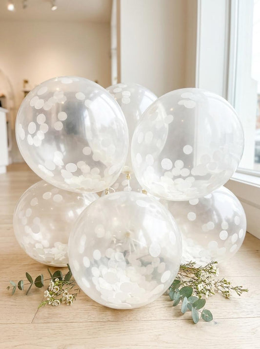 Ivory Confetti Balloons, Wedding Bridal Shower Decorations (12" Latex)