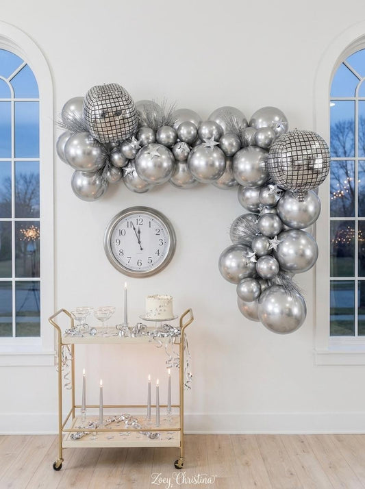 New Yearβs Eve Balloon Garland Kit With Disco Ball Balloons