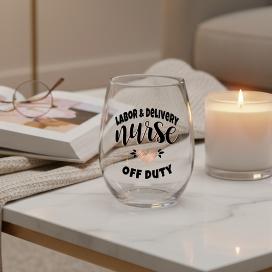 Labor and Delivery Nurse Wine Glass: Off Duty or Retirement Gift