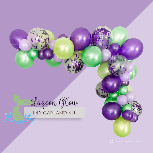Lagoon Glow Balloon Garland Kit – Bright Purple & Green | Under the Sea Party Decor