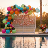 🌴 Tropical "Last Splash" Balloon Garland Kit – 6 Ft Arch with Palm Leaves & Foil Letters