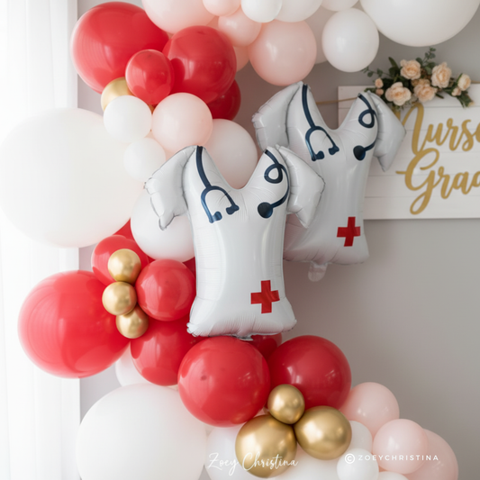 Medical-Themed Nurse Scrub Balloon – 18” Hand-Drawn Party Decoration