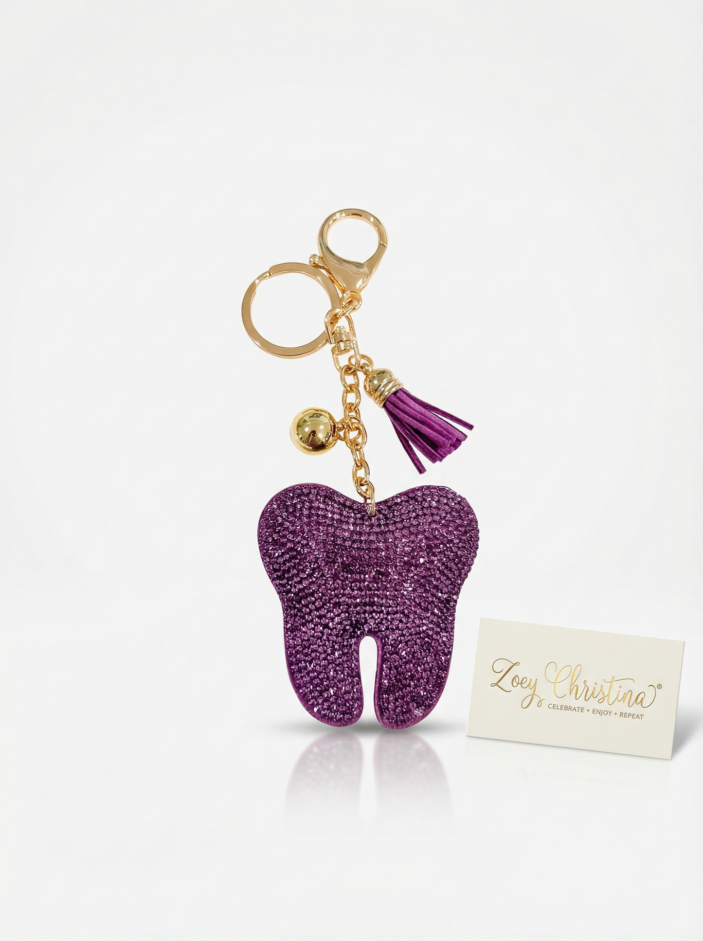 Sparkly Tooth Keychain – Dental-Inspired Sequin Charm for Dental Assistants, Hygienists & Tooth Lovers