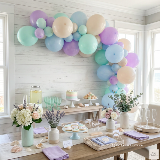 Seashells and wedding bells bachelorette party balloon banner - Bridal Shower themed decorations - Beach wedding theme - Coastal engagement