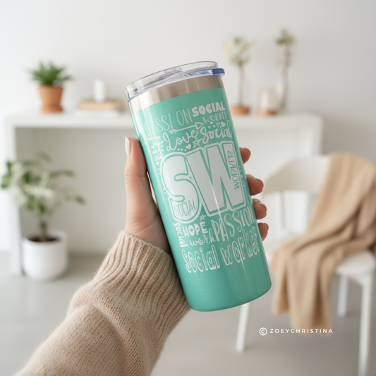 Social Worker Coffee Tumbler: Social Work Gift, SW Passion Cup