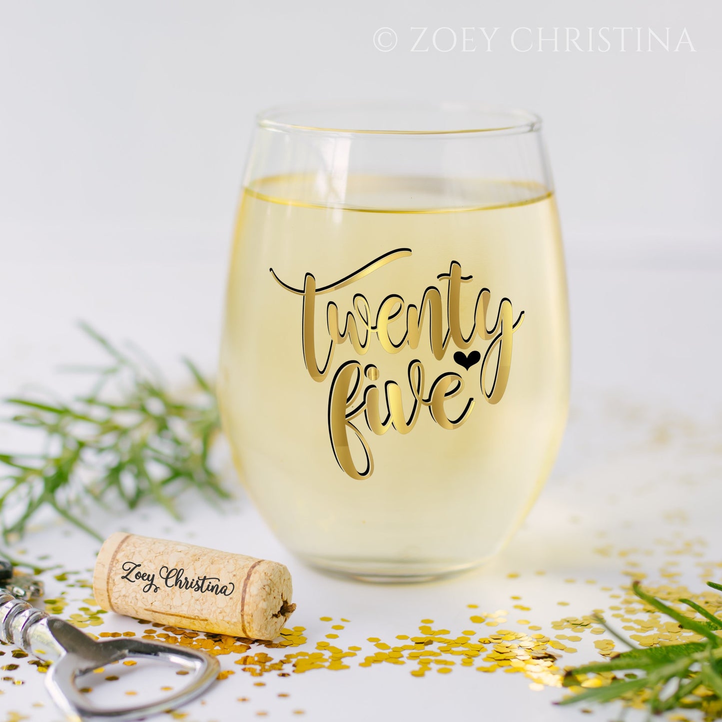 Twenty Five Birthday Wine Glass