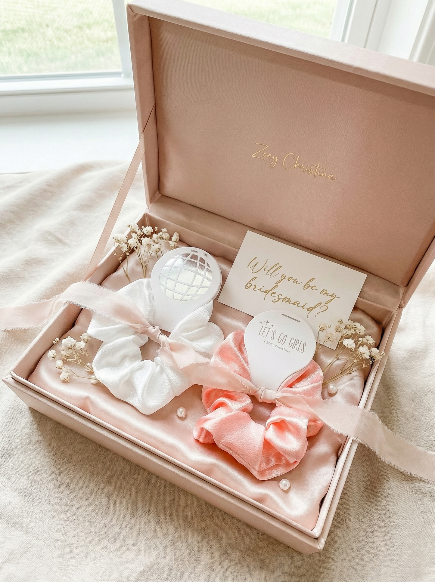 Last Disco Party Hair Ties – Pink & White with Glitter Disco Ball Charm