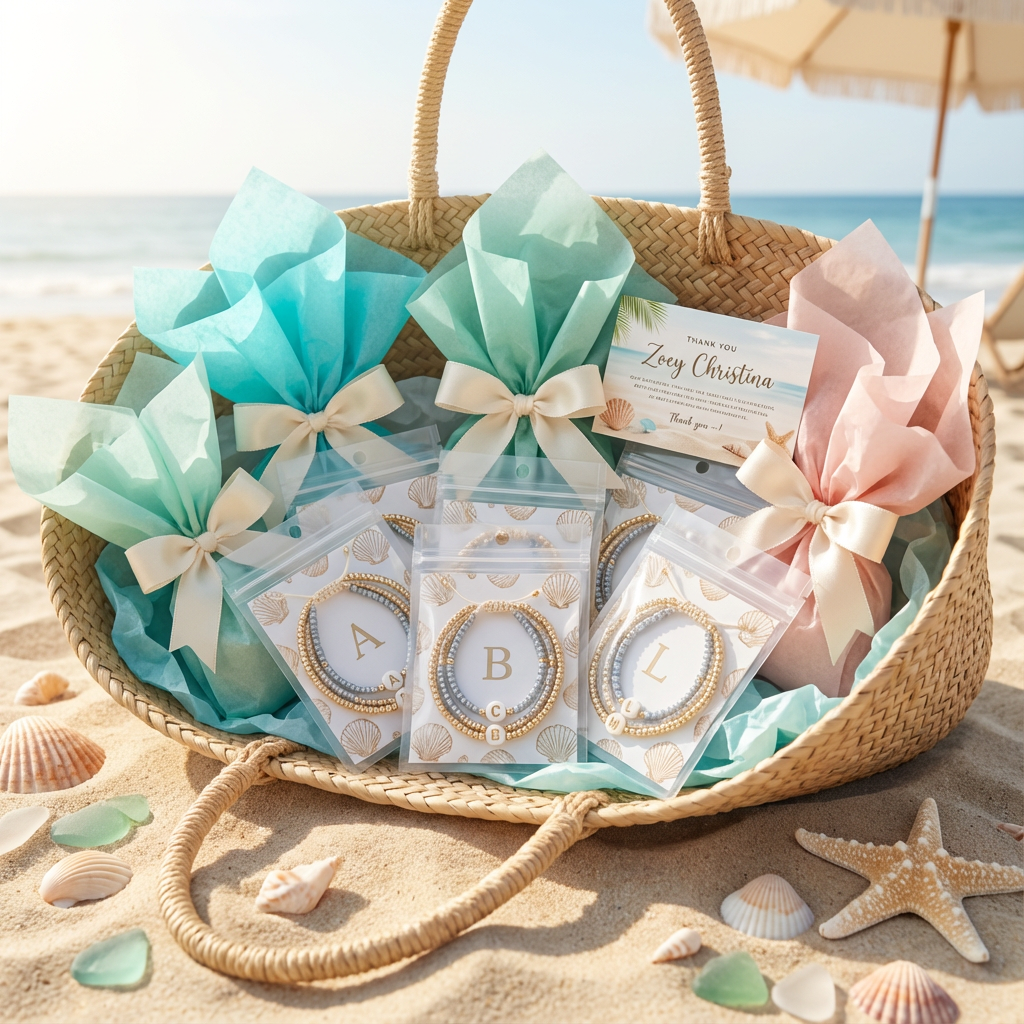 Dainty Initial Bracelet - Blue & Gold Design - Perfect Bridesmaid Gift or Personalized Favor