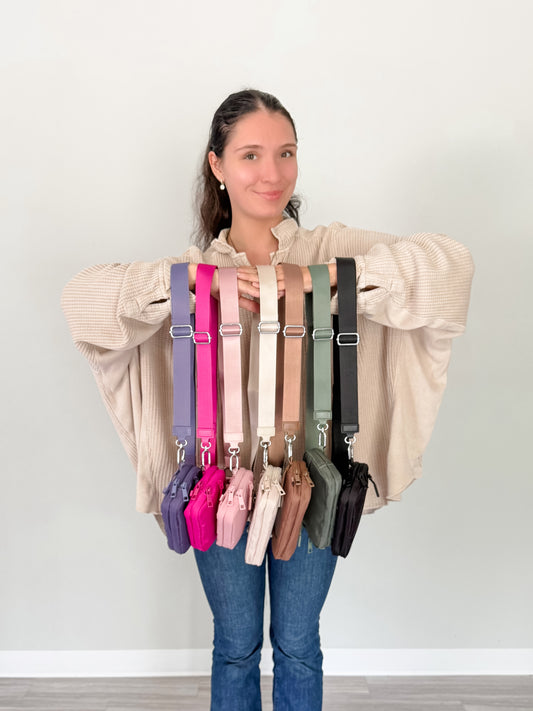 Convertible Crossbody & Wristlet Wallet Bag – 7 Colors | 2-Zipper Purse with Card Slots, Phone Holder & Adjustable Strap