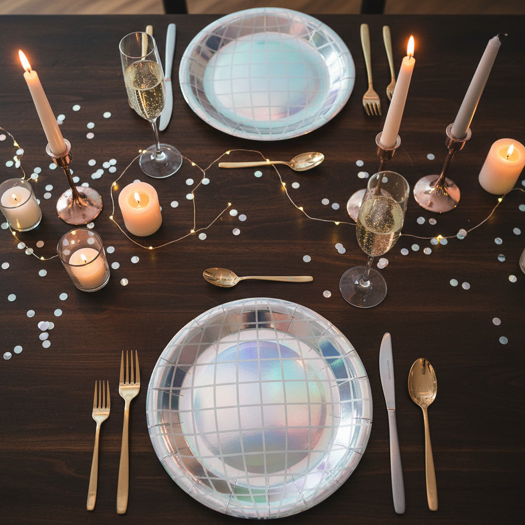 Retro Disco-Themed Paper Plates – 9” Disposable Snack Plates (20 Pack)