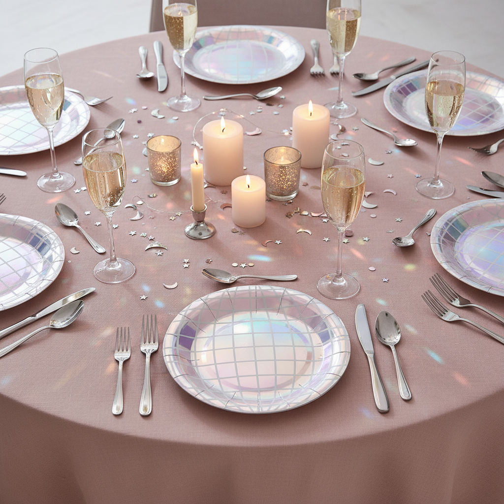 Retro Disco-Themed Paper Plates – 9” Disposable Snack Plates (20 Pack)