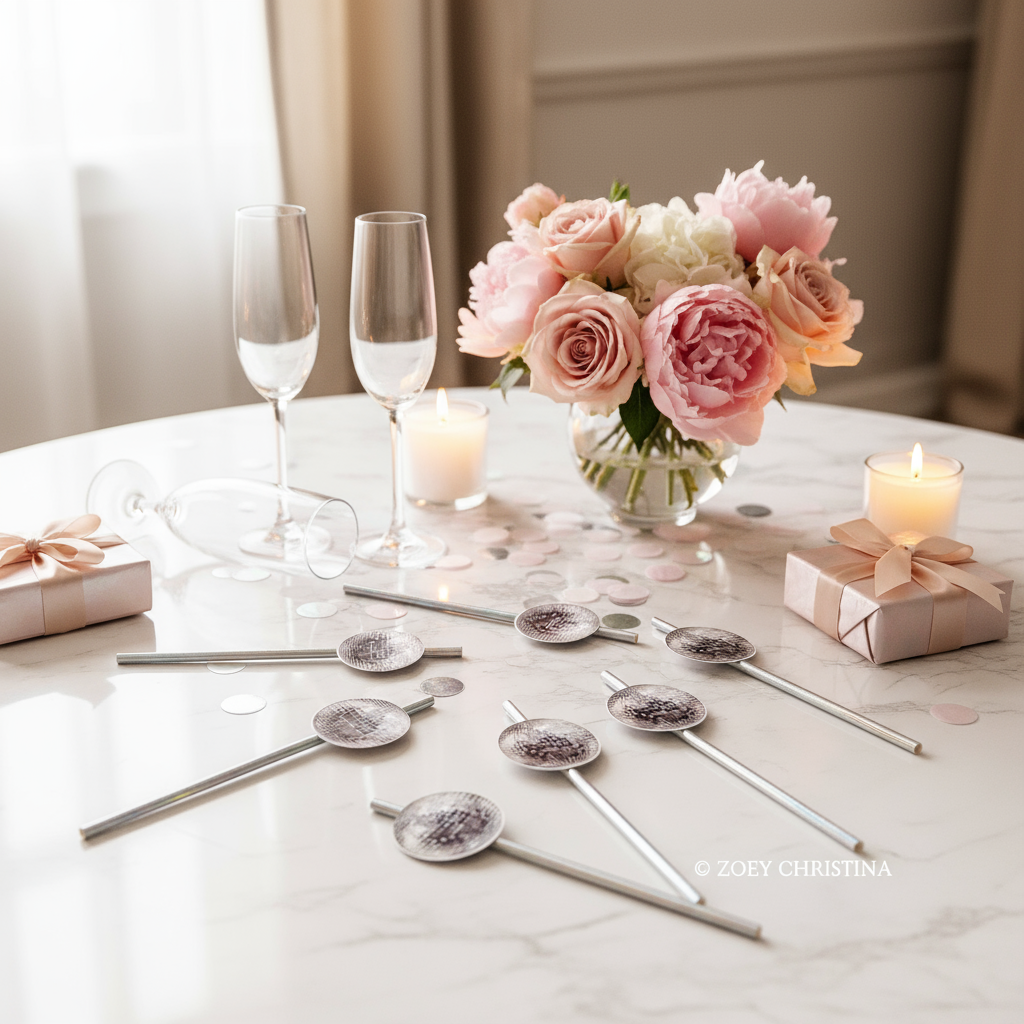 Disco Ball Drink Stirrers: New Year's Paper Drink Straws & Table Decor- 12pk