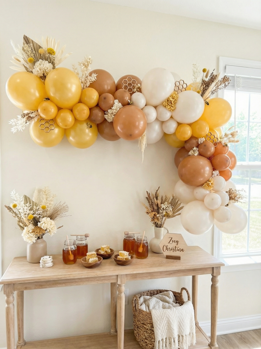 Honeycomb Delight Balloon Garland Kit – Deep Yellow, Brown & Sand Bee Party Decor