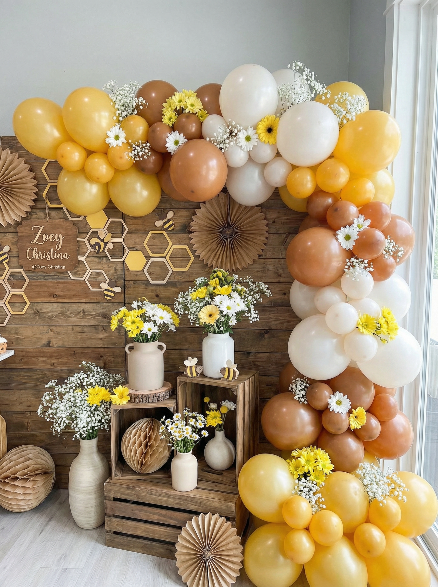 Honeycomb Delight Balloon Garland Kit – Deep Yellow, Brown & Sand Bee Party Decor