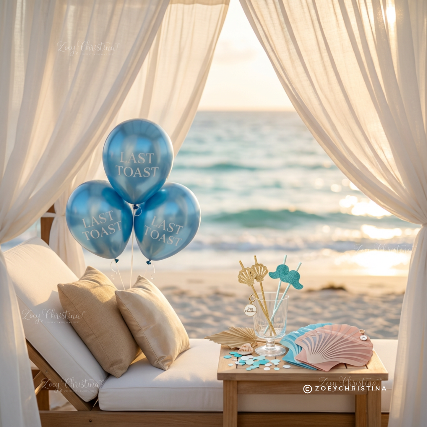 Last Toast Balloon – Blue Chrome or Confetti Clear | Bachelorette Party Balloon | Beachy Bach Decor | Ocean-Themed Bridal Party Balloons
