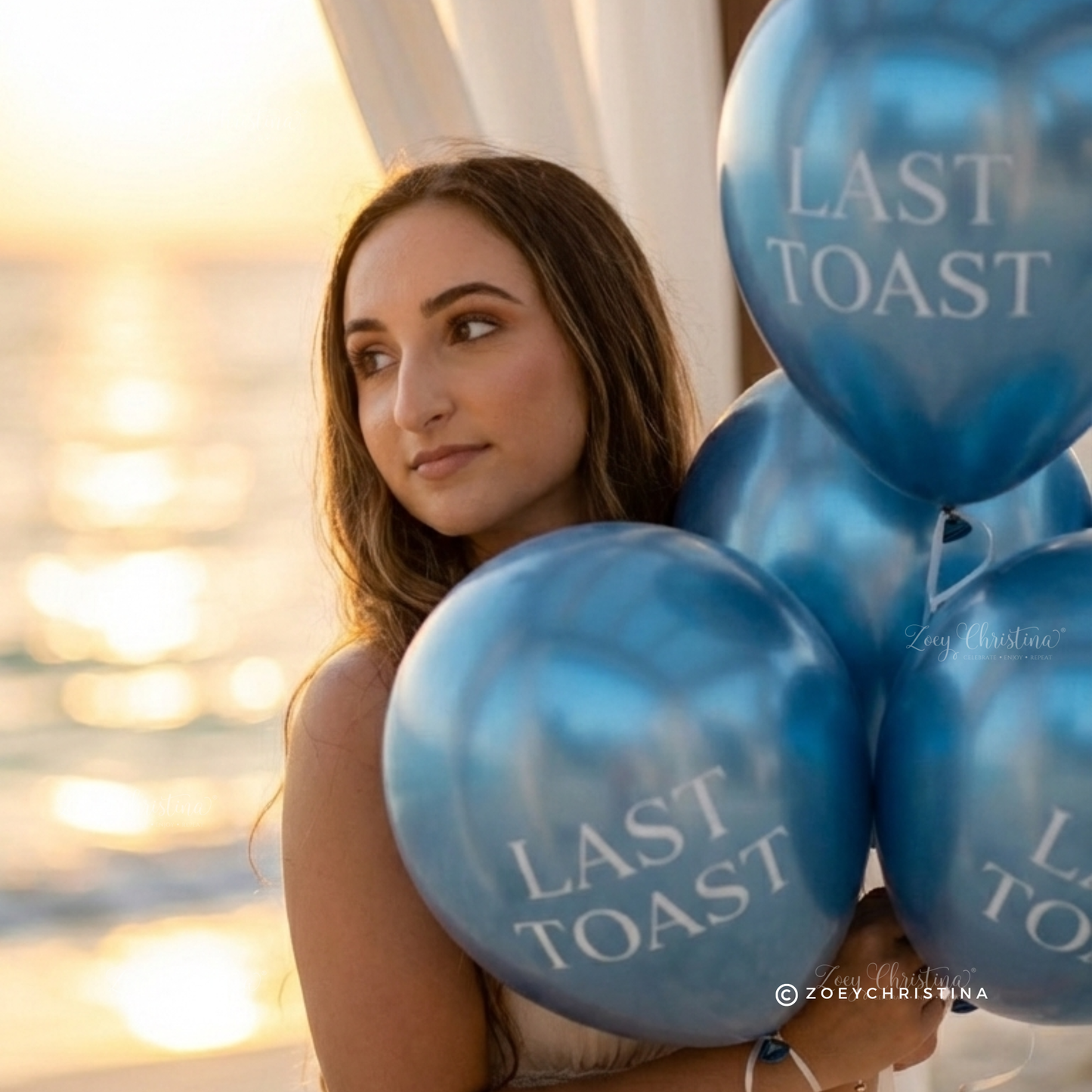 Last Toast Balloon – Blue Chrome or Confetti Clear | Bachelorette Party Balloon | Beachy Bach Decor | Ocean-Themed Bridal Party Balloons