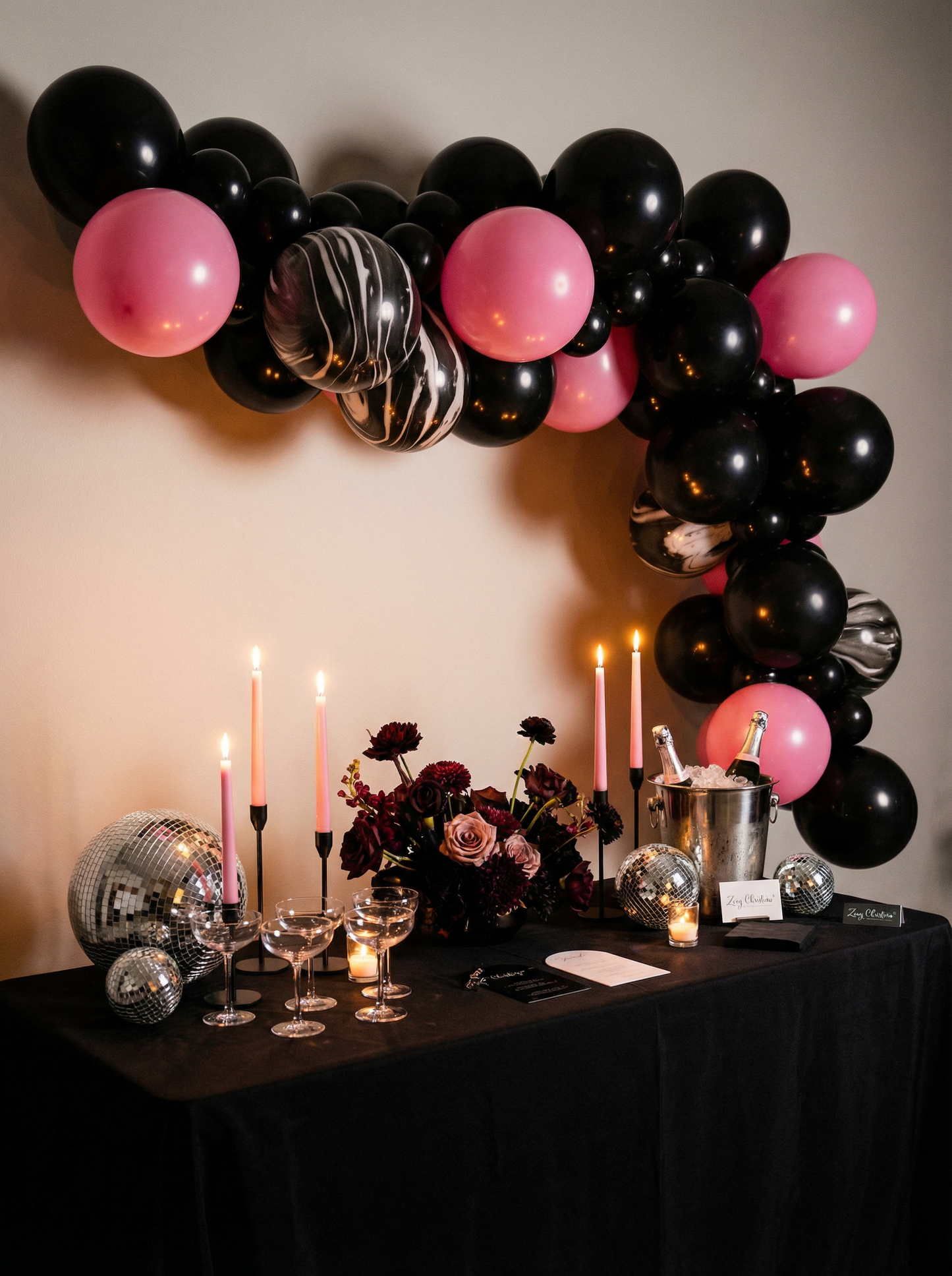 Pink & Black Balloon Garland Kit – Gothic Glam Party Decor for Birthdays & Bachelorettes