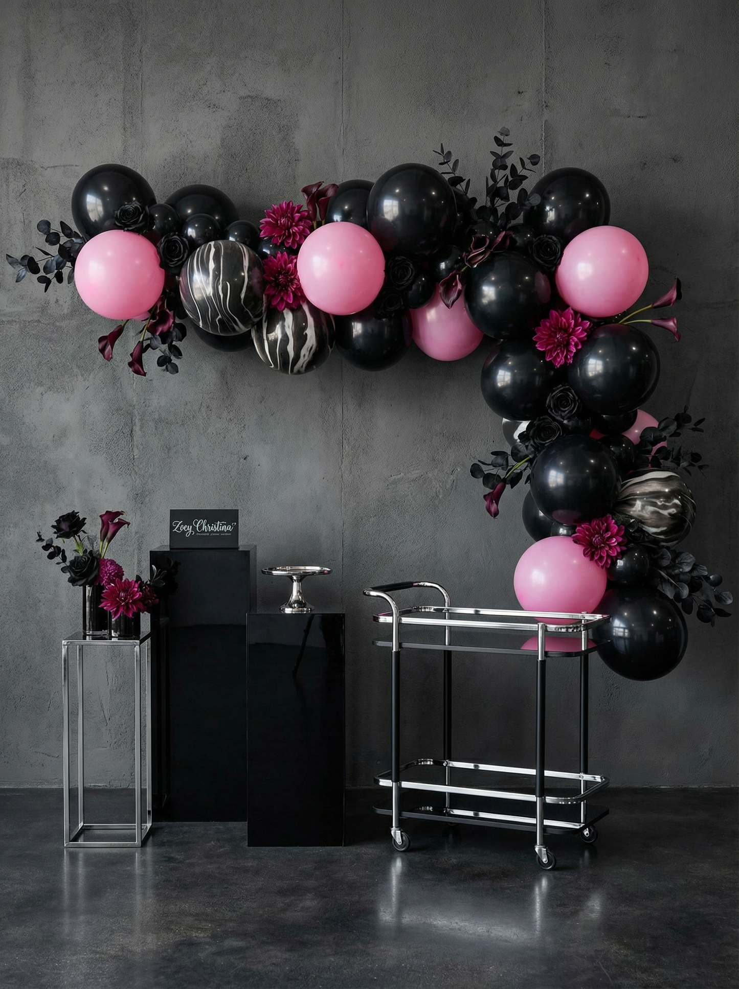 Pink & Black Balloon Garland Kit – Gothic Glam Party Decor for Birthdays & Bachelorettes