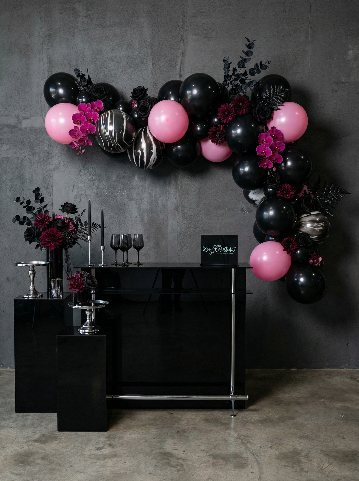 Pink & Black Balloon Garland Kit – Gothic Glam Party Decor for Birthdays & Bachelorettes
