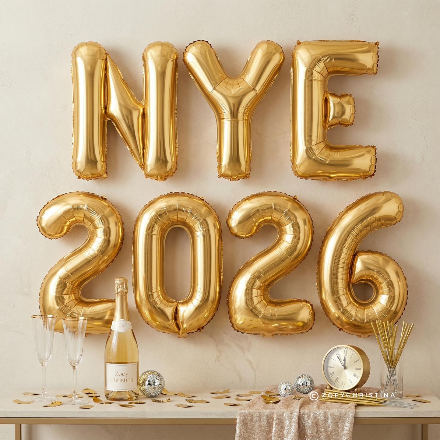 New Year’s Eve Foil Letter Balloon Kits – NYE Party Decor & Countdown Backdrop